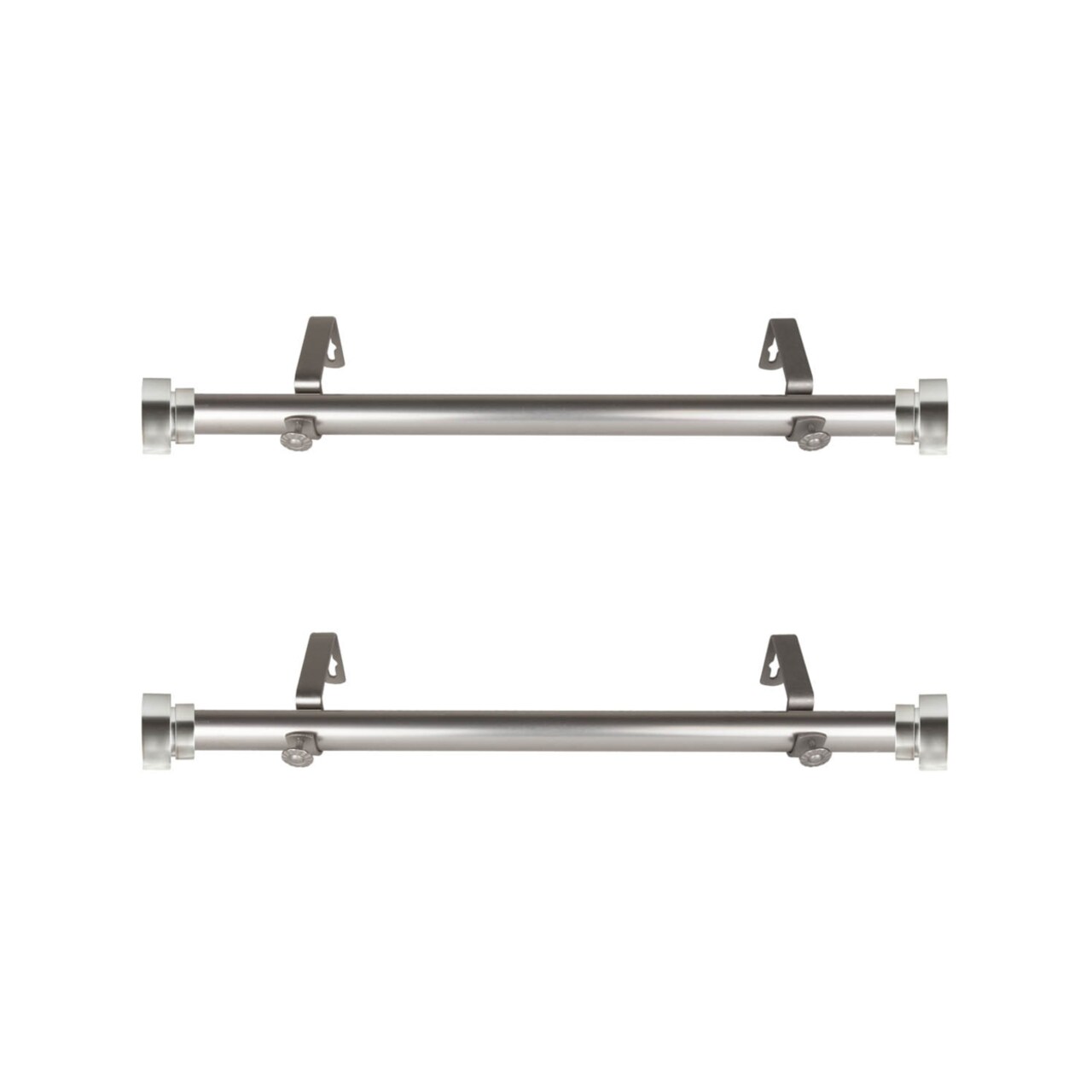 Rod Desyne Home Decorative 1" Diameter Side Curtain Rod 12-20" Long (Set of 2) - Satin Nickel